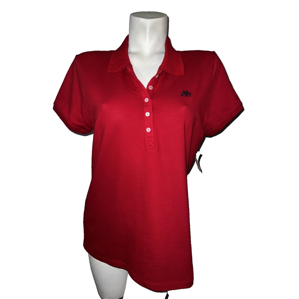 New Aeropostale Womens Red A87 Logo Pique Polo Shirt Short Sleeve Size XXL NWT